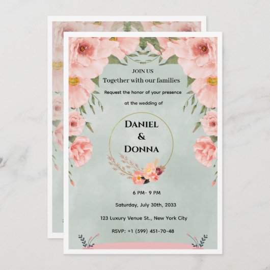 Luxury Gold Arch Wedding Invitation Kaart (Voorkant / Achterkant)