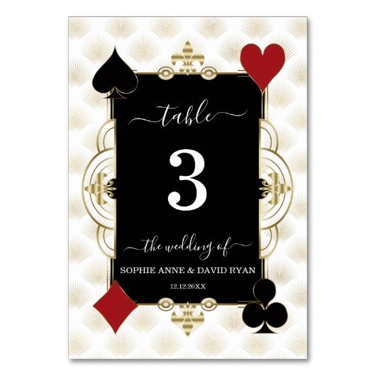 Luxury Gold Art Deco Casino Vegas Wedding  Kaart (Voorkant)