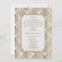 Luxury Gold Art Deco Great Gatsby 18e verjaardag Kaart