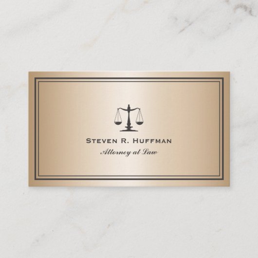 Luxury Gold Attorney Justice Scale Professional Visitekaartje (Voorkant)