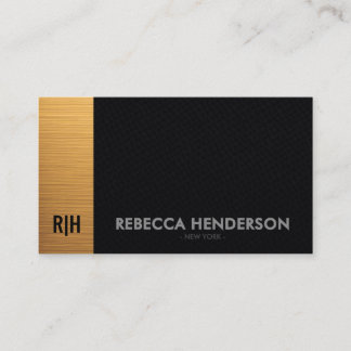 Luxury Gold Bar & Black Leather Monogram  Visitekaartje