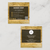 Luxury Gold Barber Shop, QR Code Logo Sociale Medi Vierkante Visitekaartje (Voorkant / Achterkant)