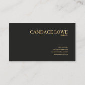 Luxury Gold Bee Hexagon Floral Midnight Black Visitekaartje (Achterkant)