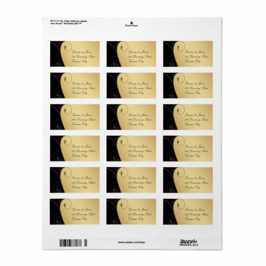 Luxury Gold-Black adreslabel Etiket (Full Sheet)