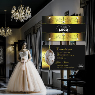 Luxury Gold Black  Borders Joodse Logo Foto Visitekaartje