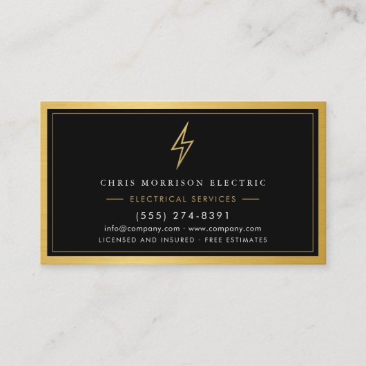 Luxury Gold Black Electrical Services Visitekaartje (Voorkant)