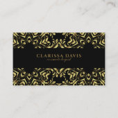Luxury Gold Black Elegant Folie Baroque Border Visitekaartje (Voorkant)