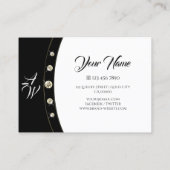 Luxury Gold Black en White Monogram Faux Diamonds Visitekaartje (Achterkant)