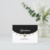 Luxury Gold Black en White Monogram Faux Diamonds Visitekaartje (Staand voorkant)