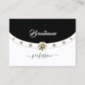 Luxury Gold Black en White Monogram Faux Diamonds Visitekaartje (Voorkant)