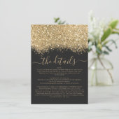 Luxury Gold Black Glitter Confetti Weddenschap - G Informatiekaartje (Staand voorkant)