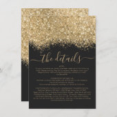 Luxury Gold Black Glitter Confetti Weddenschap - G Informatiekaartje (Voorkant / Achterkant)