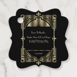 Luxury Gold Black Great Gatsby Roaring 20s bruilof Bedankjes Labels