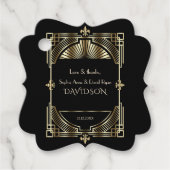 Luxury Gold Black Great Gatsby Roaring 20s bruilof Bedankjes Labels (Voorkant)