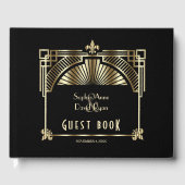 Luxury Gold Black Great Gatsby Roaring 20s bruilof Gastenboek (Voorkant)