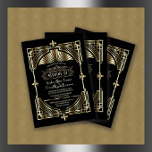 Luxury Gold Black Great Gatsby Roaring 20s bruilof Kaart