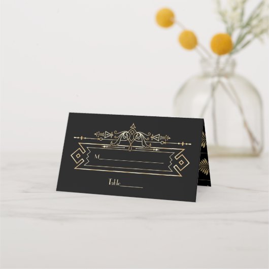Luxury Gold Black Great Gatsby Roaring 20s bruilof Plaatskaartje (Voorkant)
