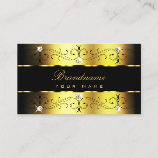Luxury Gold Black  grenzen sieraden Visitekaartje (Voorkant)