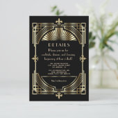 Luxury Gold Black - Grote Gatsby Weddenschappen Informatiekaartje (Staand voorkant)