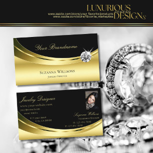 Luxury Gold Black met foto's en mousserende diaman Visitekaartje