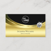 Luxury Gold Black met Logo en mousserende diamant Visitekaartje (Voorkant)