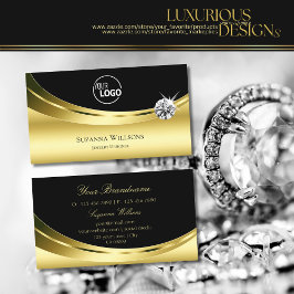 Luxury Gold Black met Logo en mousserende diamant Visitekaartje