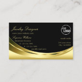 Luxury Gold Black met Logo en Sparkle Diamond Visitekaartje (Achterkant)