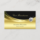 Luxury Gold Black met Logo en Sparkle Diamond Visitekaartje (Voorkant)