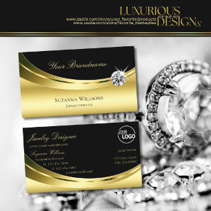 Luxury Gold Black met Logo en Sparkle Diamond Visitekaartje