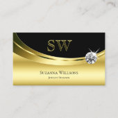 Luxury Gold Black met Monogram Sparking Diamond Visitekaartje (Voorkant)
