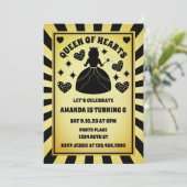 Luxury Gold Black Queen of Hearts Birthday Kaart (Staand voorkant)