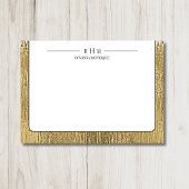 Luxury Gold Black Texture Lined Name Three Initial Notitiekaartje