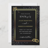 Luxury Gold Black Wedding Uitnodiging (Voorkant)