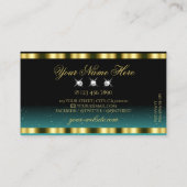 Luxury Gold Blauwgroen zwarte mousserende diamante Visitekaartje (Achterkant)