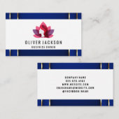 Luxury Gold Blue-achtergrond | Lotus Woman Visitekaartje (Voorkant / Achterkant)