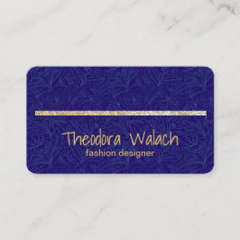 Luxury Gold Blue Floral Professional Visitekaartje