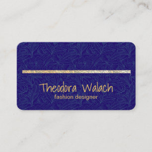 Luxury Gold Blue Floral Professional Visitekaartje