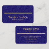 Luxury Gold Blue Floral Professional Visitekaartje (Voorkant / Achterkant)