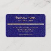 Luxury Gold Blue Floral Professional Visitekaartje (Achterkant)