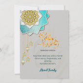 Luxury Gold & Blue Ramadan Iftar Invitation Kaart (Achterkant)