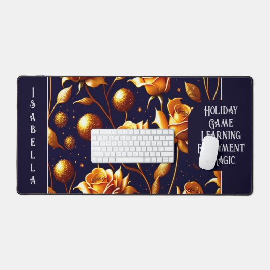 Luxury Gold Boho Roos Modern Collectie Bureaumat (Keyboard & Muis)