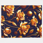 Luxury Gold Boho Roos Modern Collectie Fleece Deken (Voorkant (Horizontaal))