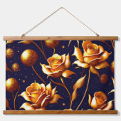 Luxury Gold Boho Roos Modern Collectie Hangend Wandkleed (Voorkant)