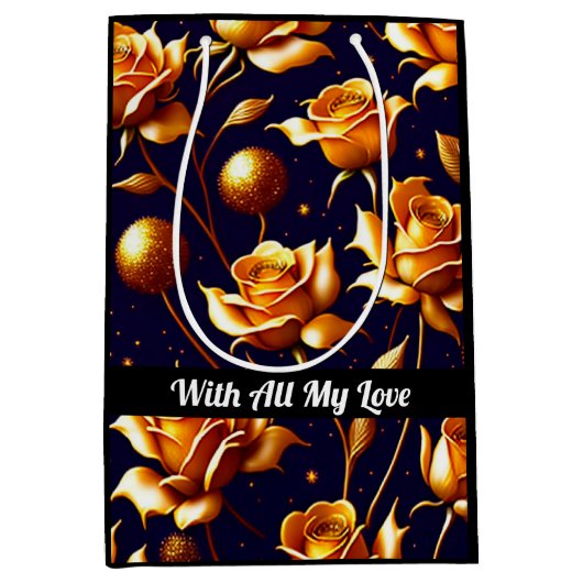 Luxury Gold Boho Roos Modern Collectie Medium Cadeauzakje (Voorkant)