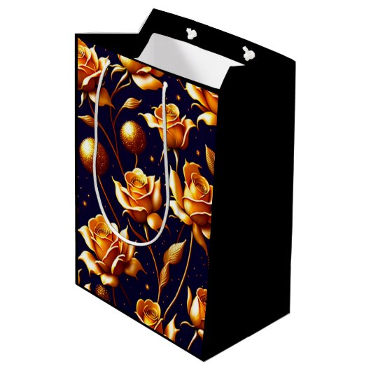 Luxury Gold Boho Roos Modern Collectie Medium Cadeauzakje (Achterkant Gekanteld)