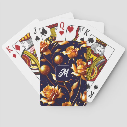 Luxury Gold Boho Roos Modern Collectie Pokerkaarten (Achterkant)