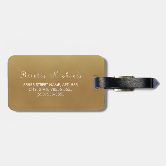 Luxury Gold Bokeh Glow Faux Glitz met naam Bagagelabel (Achterkant horizontaal)