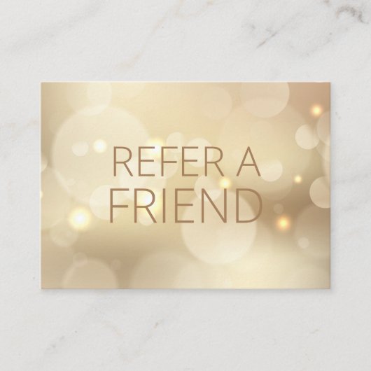 Luxury gold Bokeh Salon Spa Klant Aanbevelingskaartje (Voorkant)