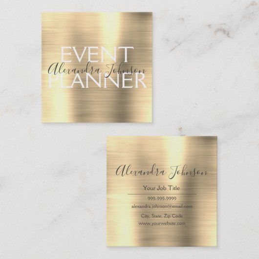 Luxury Gold Borhed Metal Event Planner Vierkante Visitekaartje (Voorkant / Achterkant)