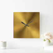 Luxury Gold Borhed Metal Texture 6 Vierkante Klok (Huis)